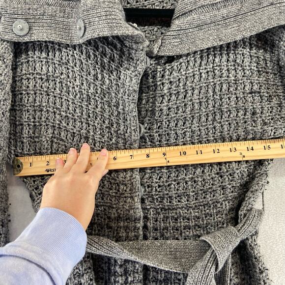 Theory Gray Eleni Cashmere Wool Tie‎ Cardigan Size Medium Sweater - Picture 3 of 7